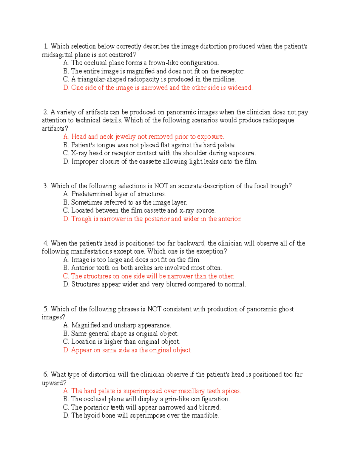 Radiology Ch 9 Panoramic Imaging and Dental Care Practical Panoramic Radiography Review for