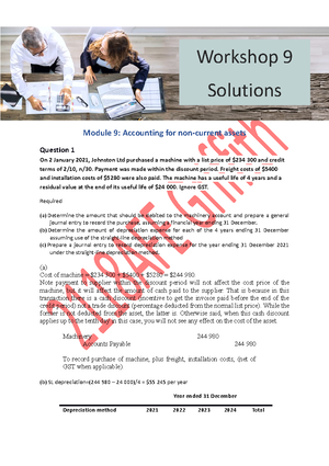 Module 1 Workshop Solutions - Module 1: Introduction and the accounting ...