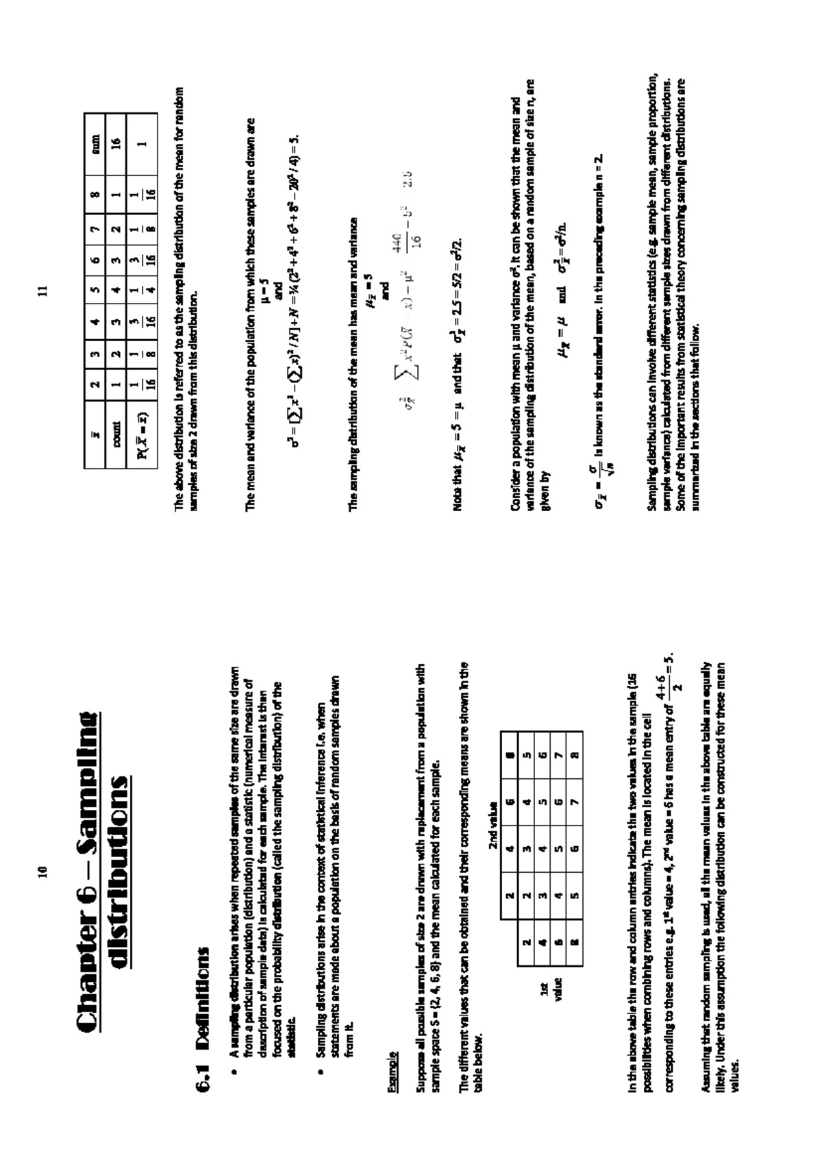 Chapter zero - additional notes - 10 11 Chapter 6 Sampling x 2 4 5 6 7 ...