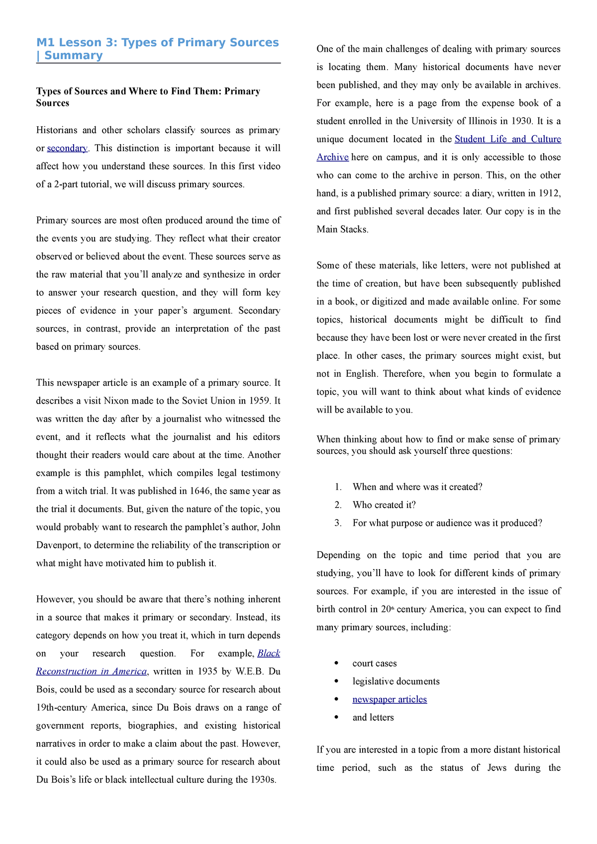 primary-and-secondary-sources-m1-lesson-3-types-of-primary-sources