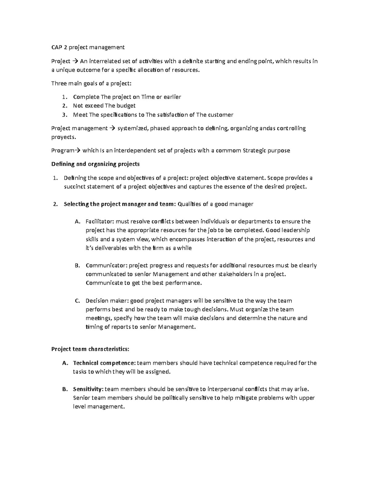 CHAP 2 - RESUMEN LIBRO - CAP 2 project management Project An ...