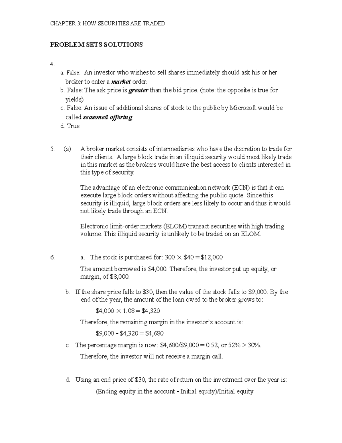 Investment by Bodie 12th edition Chapter 3 solution manual PROBLEM