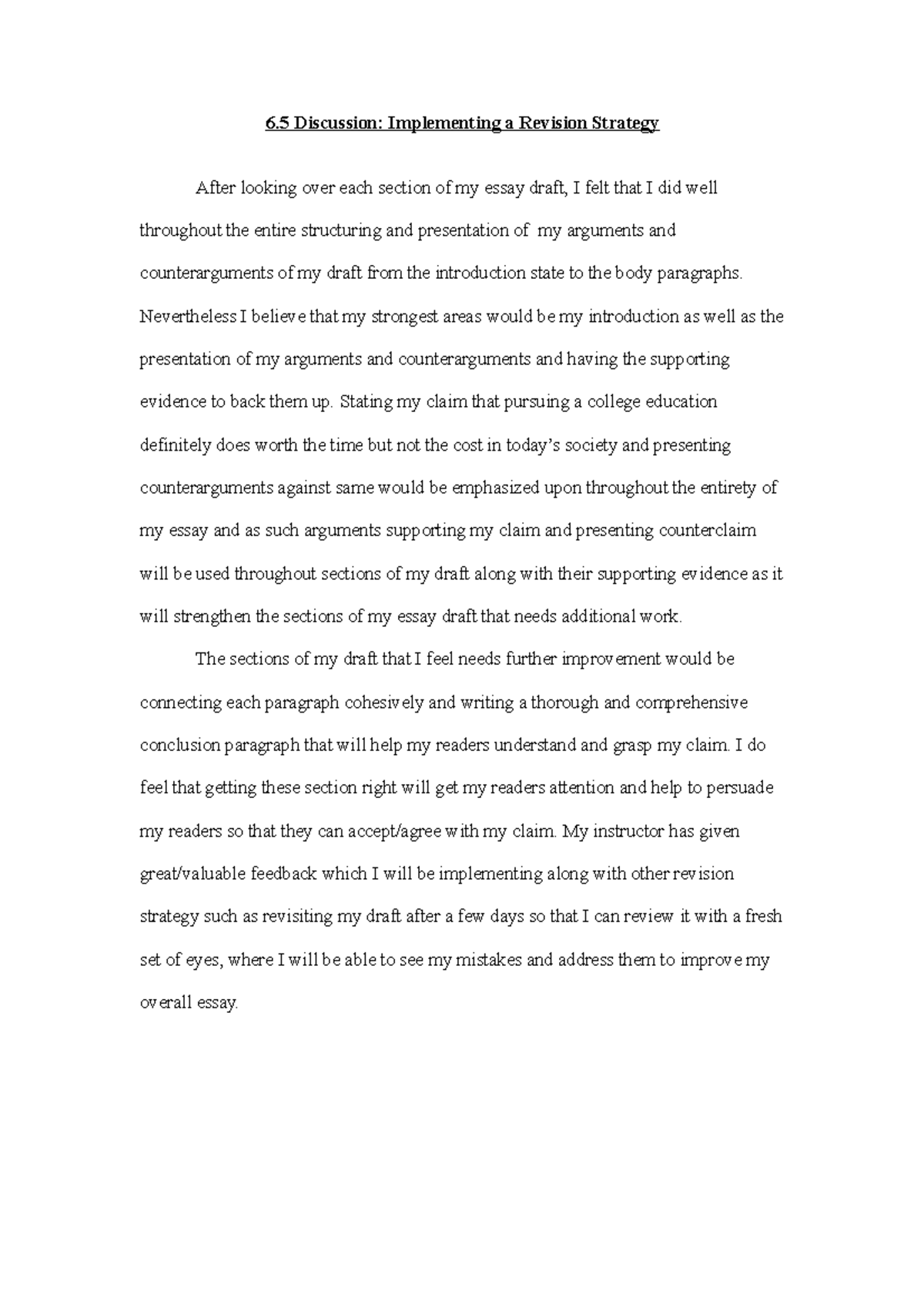 6.5 Discussion- Implementing a Revision Strategy - 6 Discussion