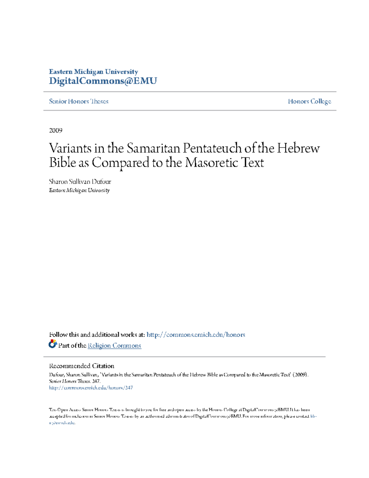 Variants in the Samaritan Pentateuch of the Hebrew Bible as Compa ...