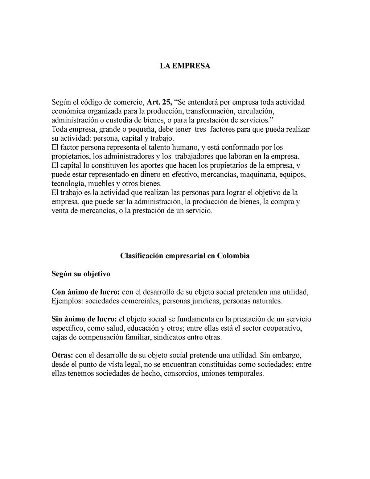 Trabajo Adamaris Verdugo La Empresa El De Comercio Art 25 Por Empresa Toda Actividad Organizada Para La Custodia De Bienes Para La De Toda Empresa Studocu