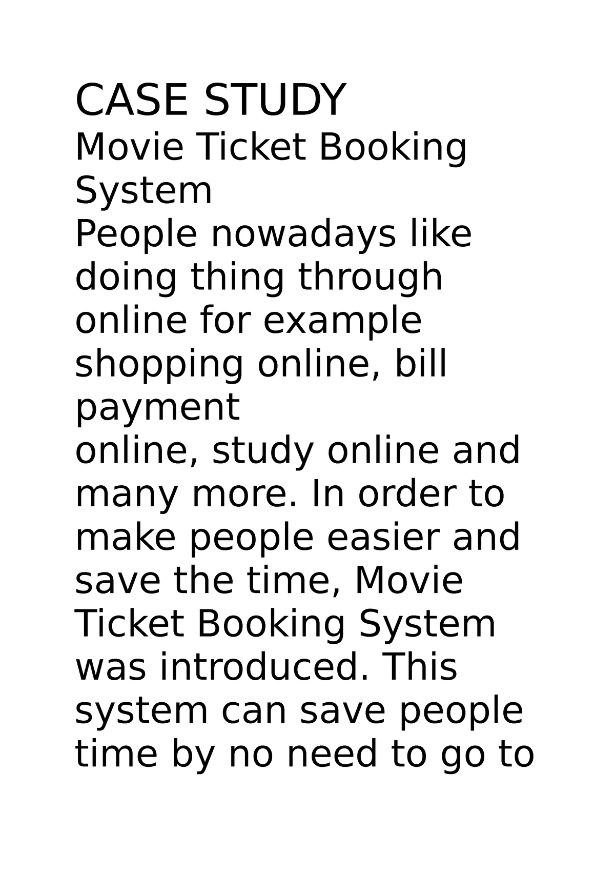 case study of online movie ticket booking system