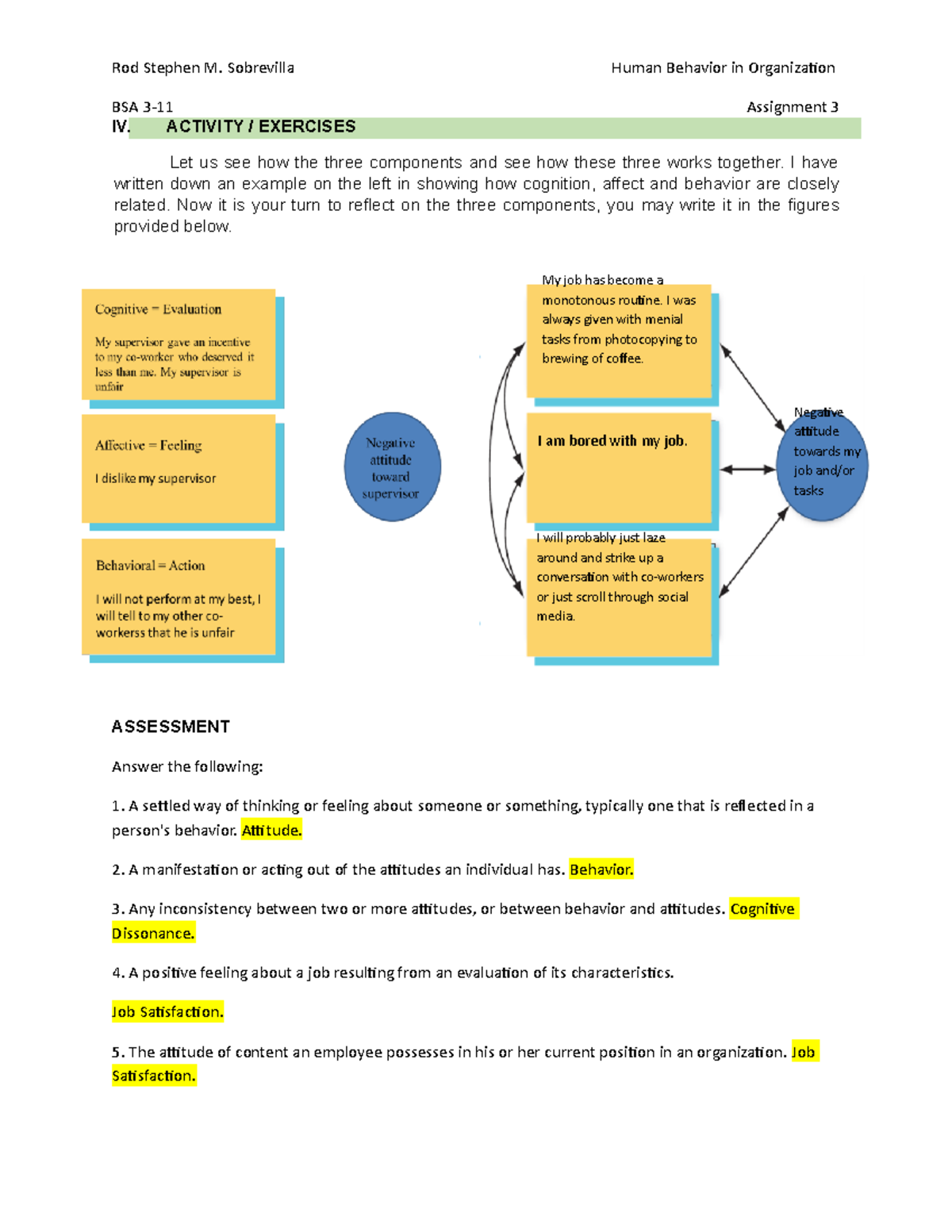 assignment in minor subjects - Rod Stephen M. Sobrevilla Human Behavior ...