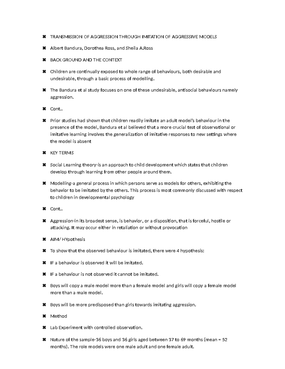 Bandura notes TRANSMISSION OF AGGRESSION THROUGH IMITATION OF