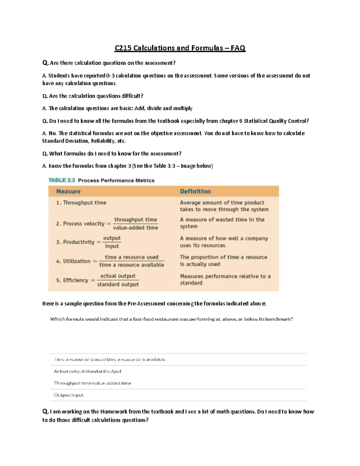 C215 Calculations And Formulas - FAQ - Are There Calculation Questions ...