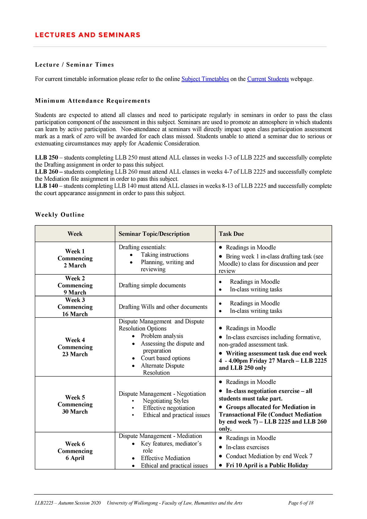 Weekly Readings - LLB2225 – Autumn Session 2020 University Of ...