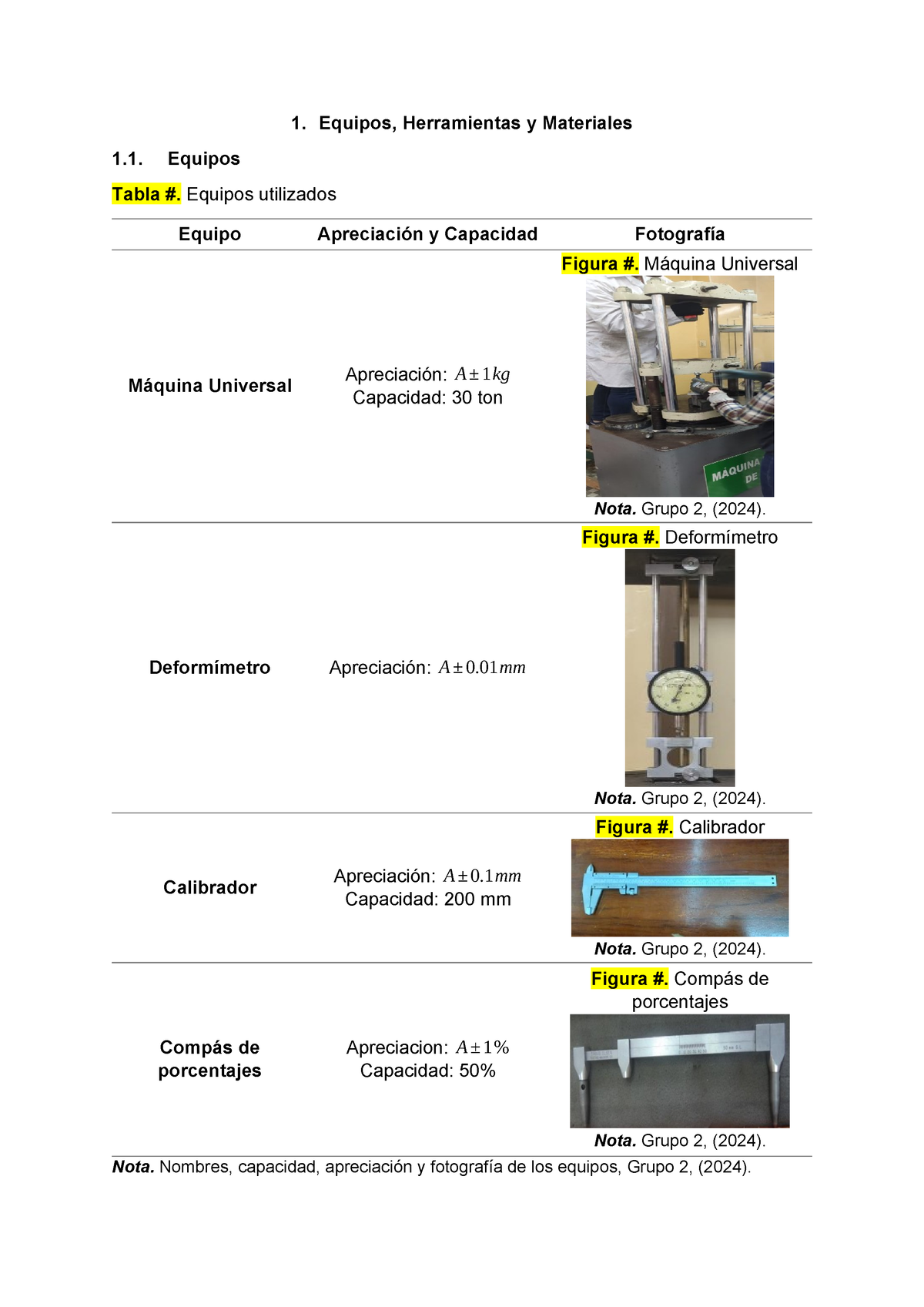 Equipos, Materiales Y Herramientas - 1. Equipos, Herramientas Y ...