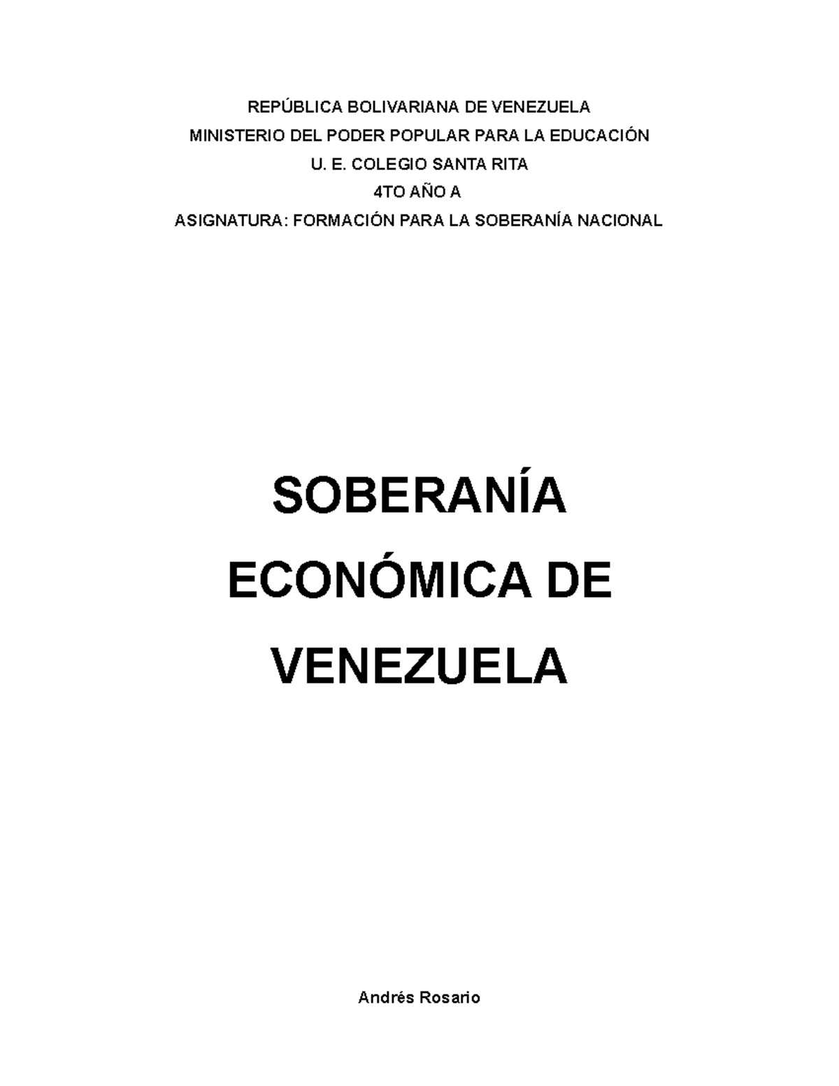 Formación Para La Soberanía Nacional RepÚblica Bolivariana De