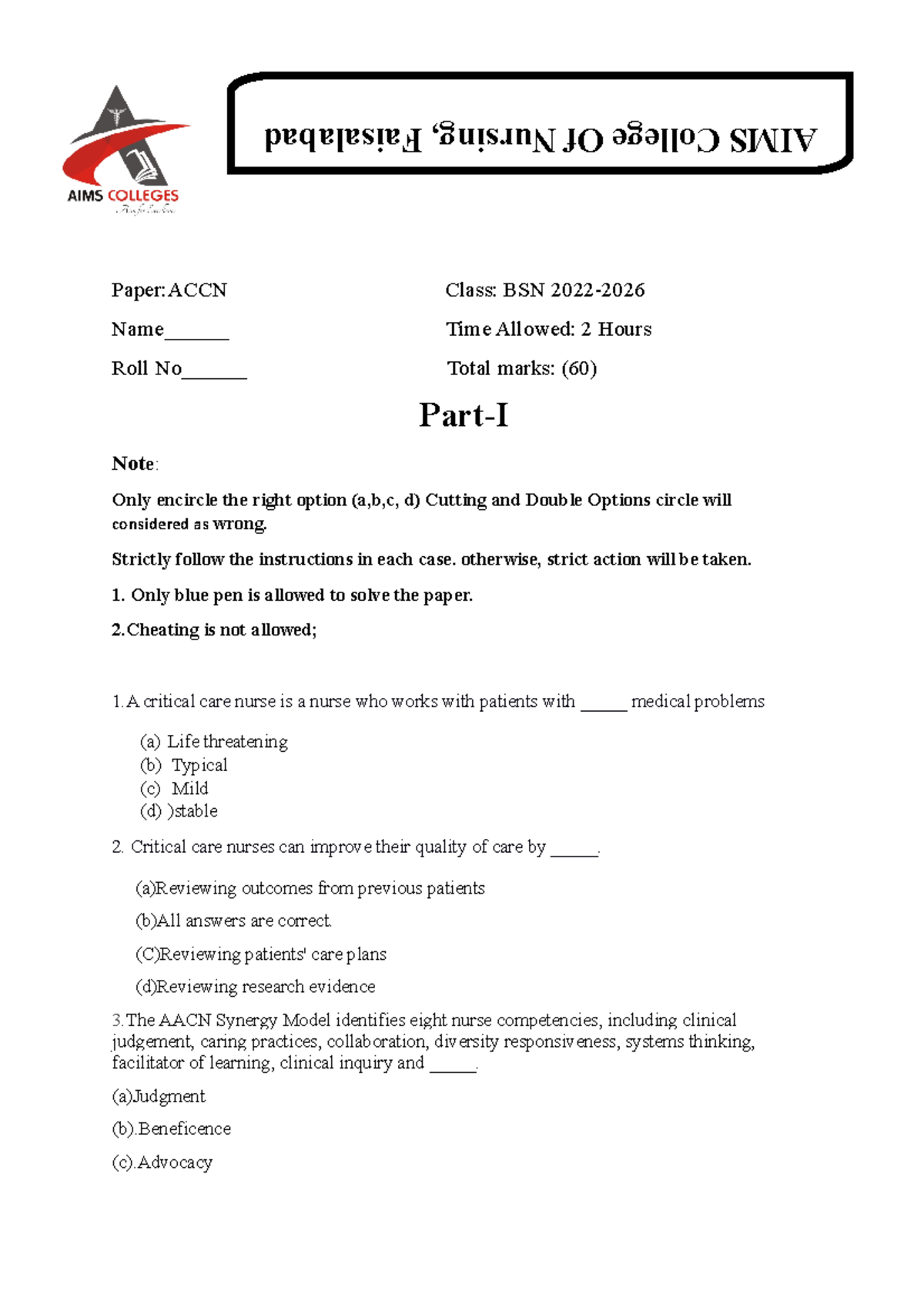 BSN Phyiology Paper anatomy and physiology ross and wilson book AIMS College Of Nursing