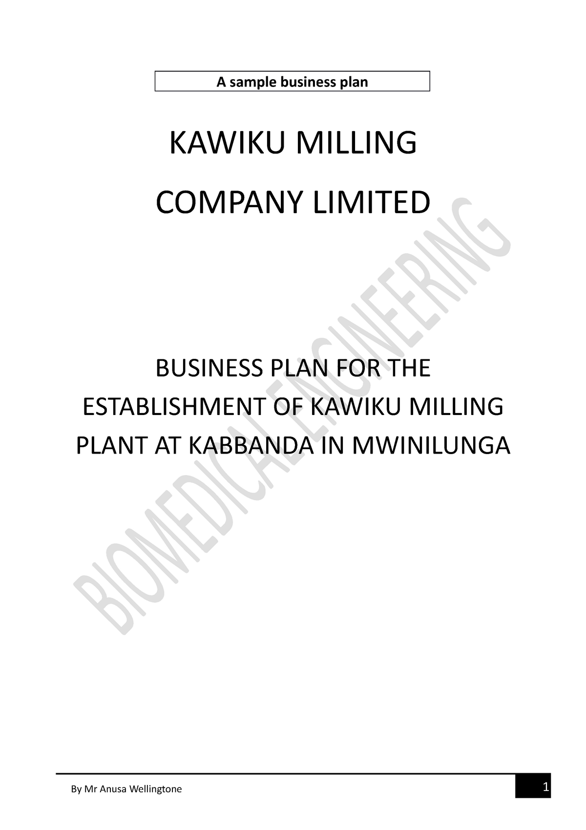 milling company business plan pdf