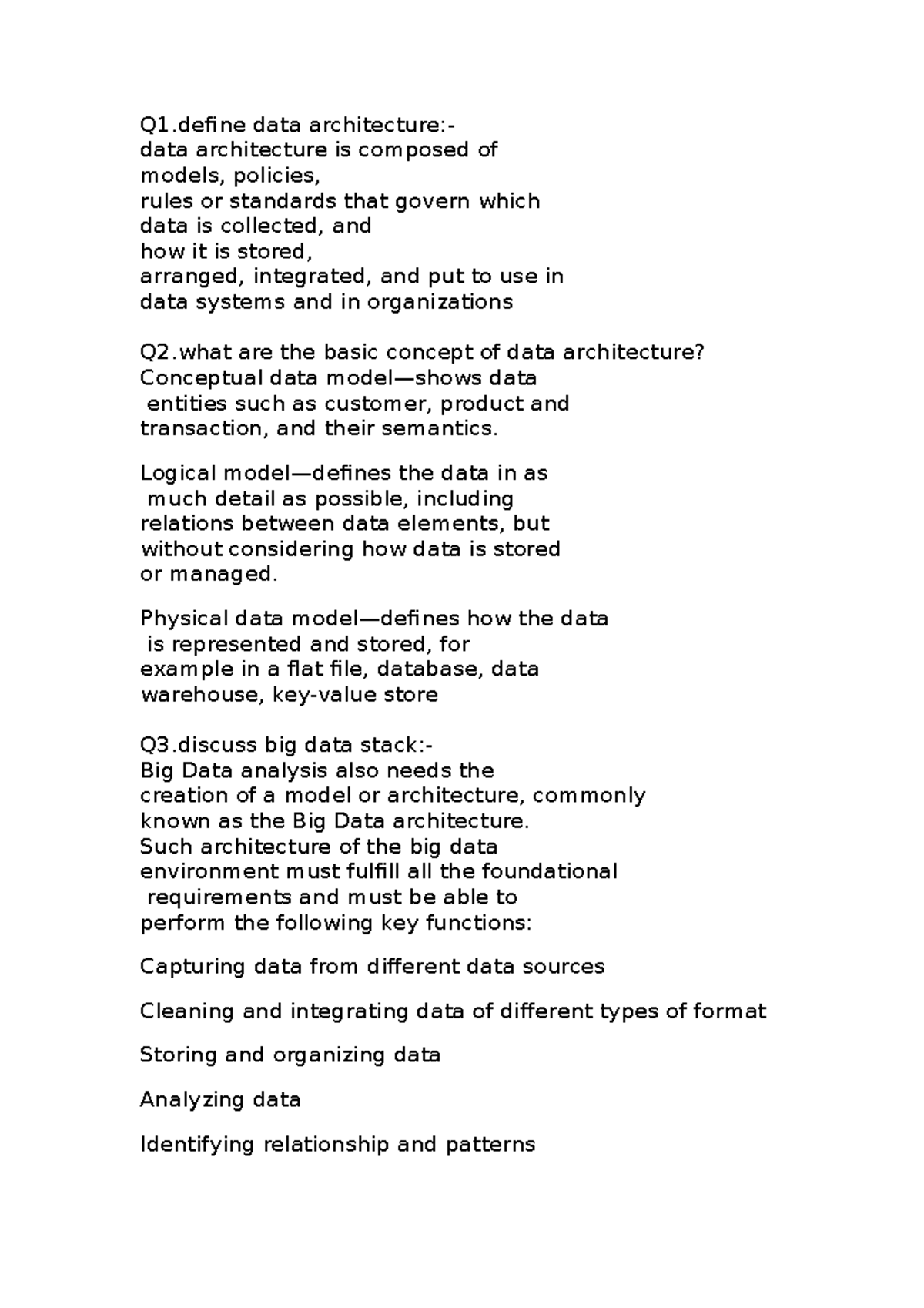Bd2 data architecture definition Q1 data architecture data
