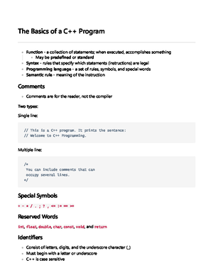 Basics of C++ Notes - CSS121 – Week 6: Sequential Control (C++) C++ ...