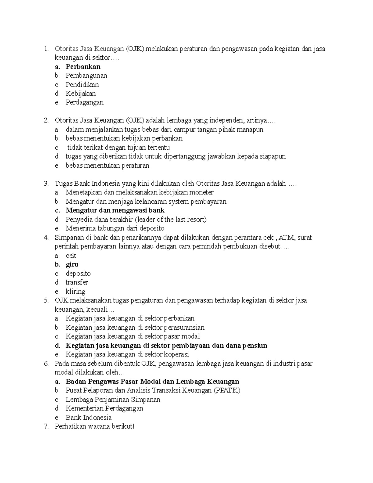 Soal OJK - Soal OJK - Otoritas Jasa Keuangan (OJK) Melakukan Peraturan ...