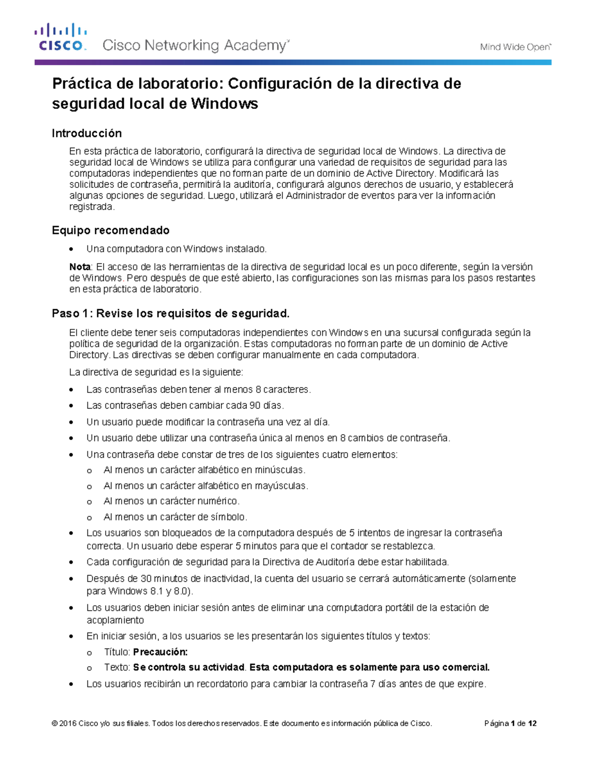 12 2 1 8 Lab Configure Windows Local Security Policy 1 - Práctica De ...