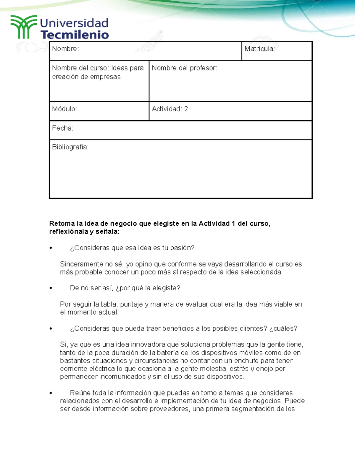 Actividad 2 Ideas para creación de empresas Jorge Gutierrez Ramirez ...