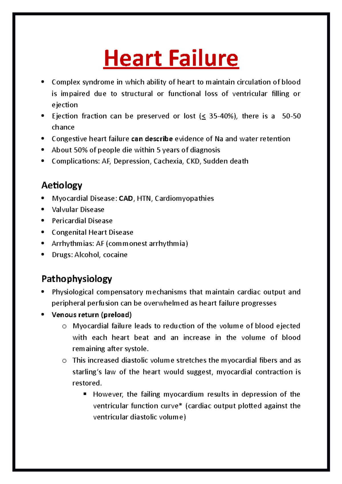 Heart Failure - Cardiology - Heart Failure Complex Syndrome In Which 