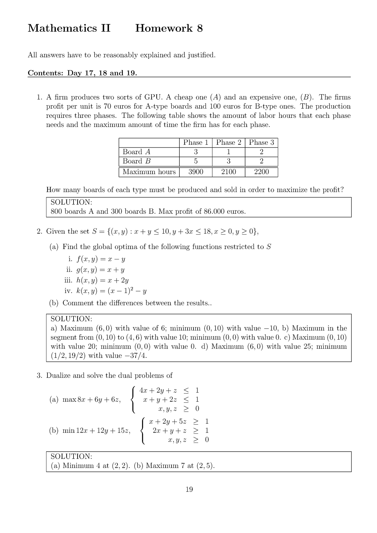 Problem Set 8 Mathematics II - Mathematics II Homework 8 All Answers ...