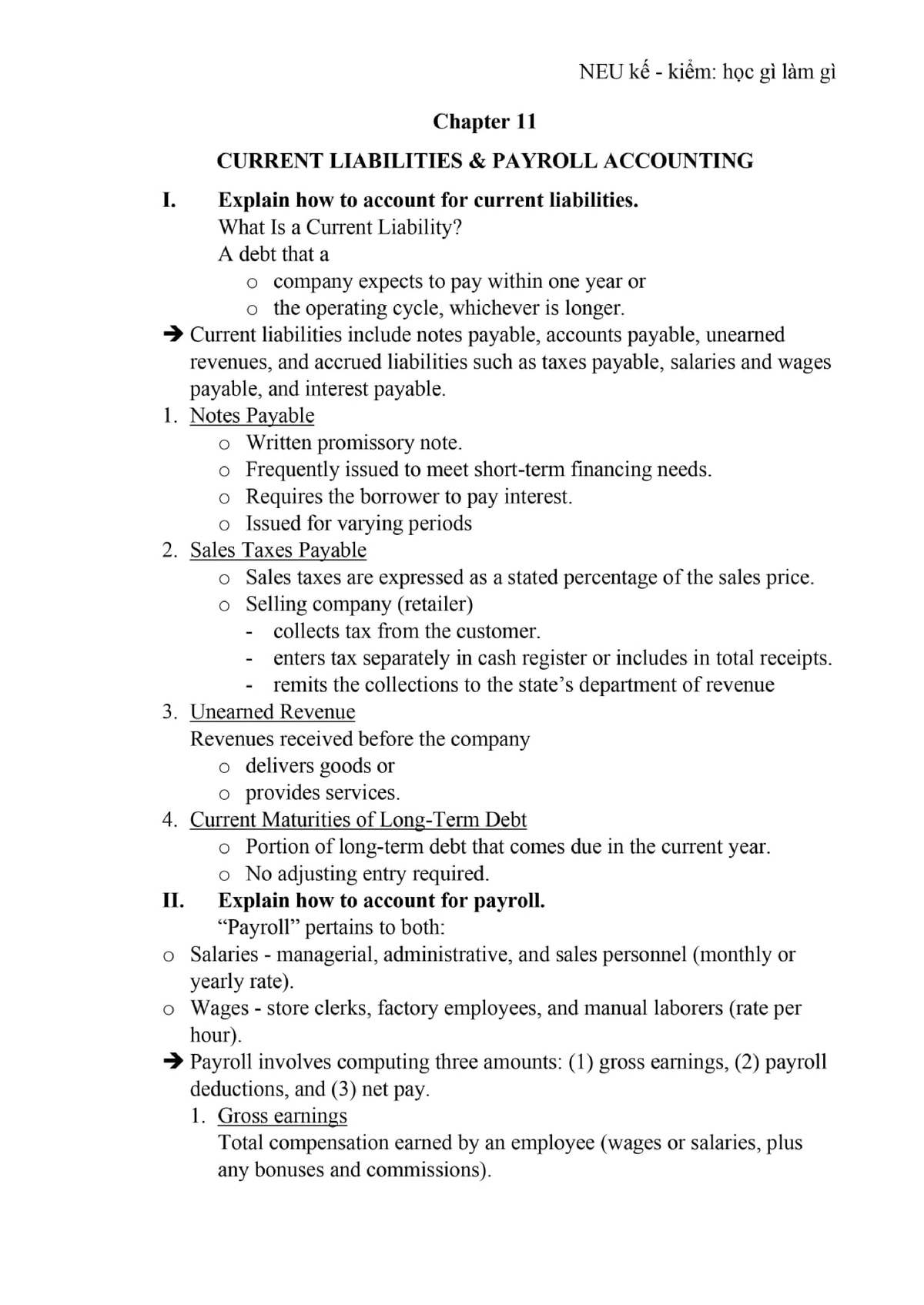 Chapter 11 Current Liabilities - English for Accounting - Studocu