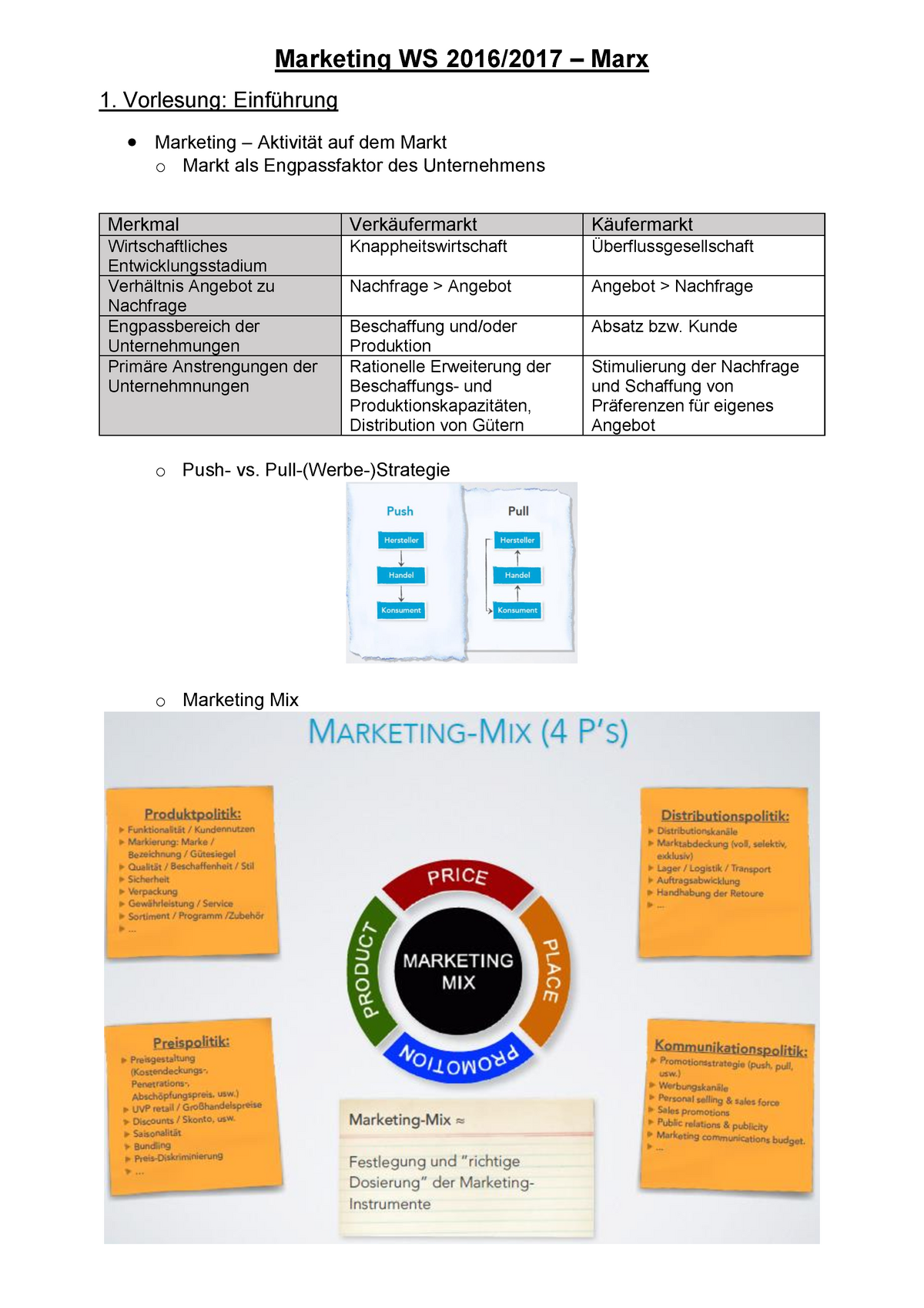 Marketing Zusammenfassung - Marketing WS Marx 1. Vorlesung: Marketing ...