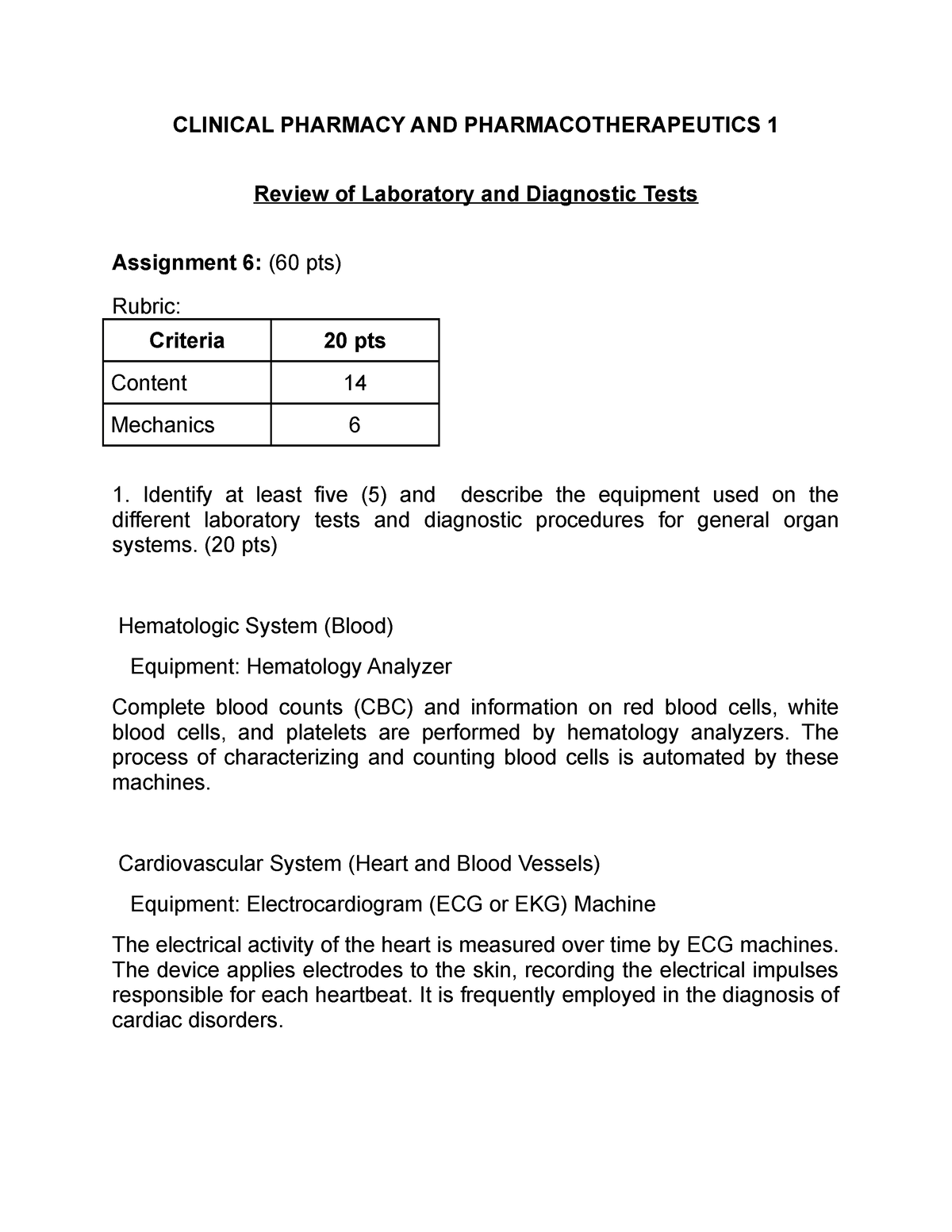 CPP1 Clinical Pharmacy - CLINICAL PHARMACY AND PHARMACOTHERAPEUTICS 1 ...