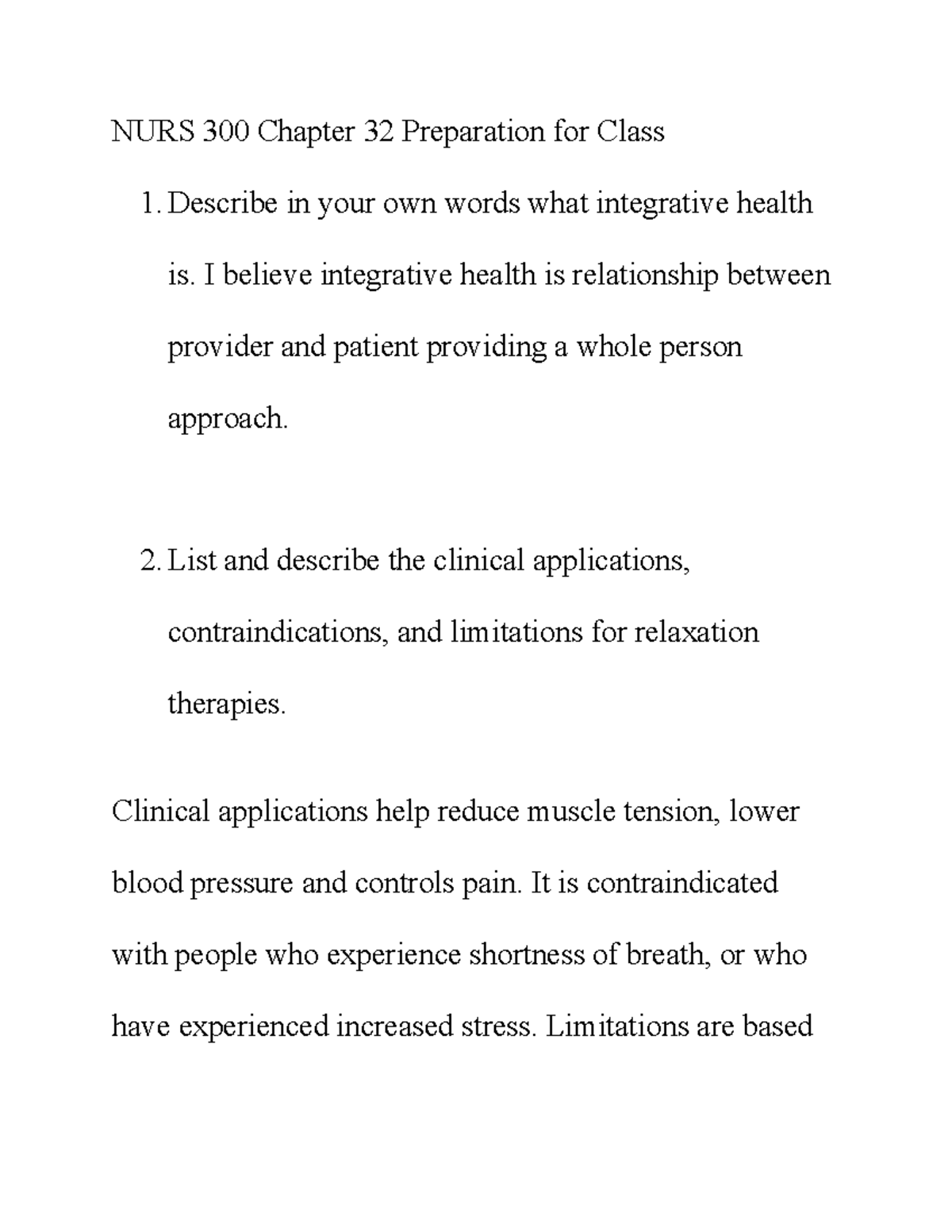 Chap 32 Pre-Class Assignment - NURS 300 Chapter 32 Preparation for ...