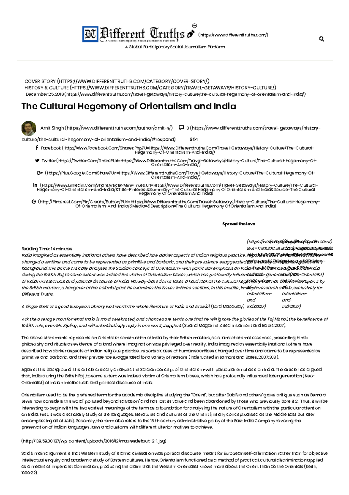 The Cultural Hegemony of Orientalism and India – Different Truths ...