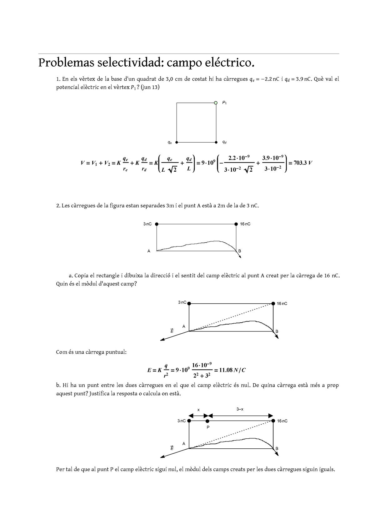 Ejercicios Tema 4. Campo El‚ctrico Resueltos - Problemas Selectividad ...