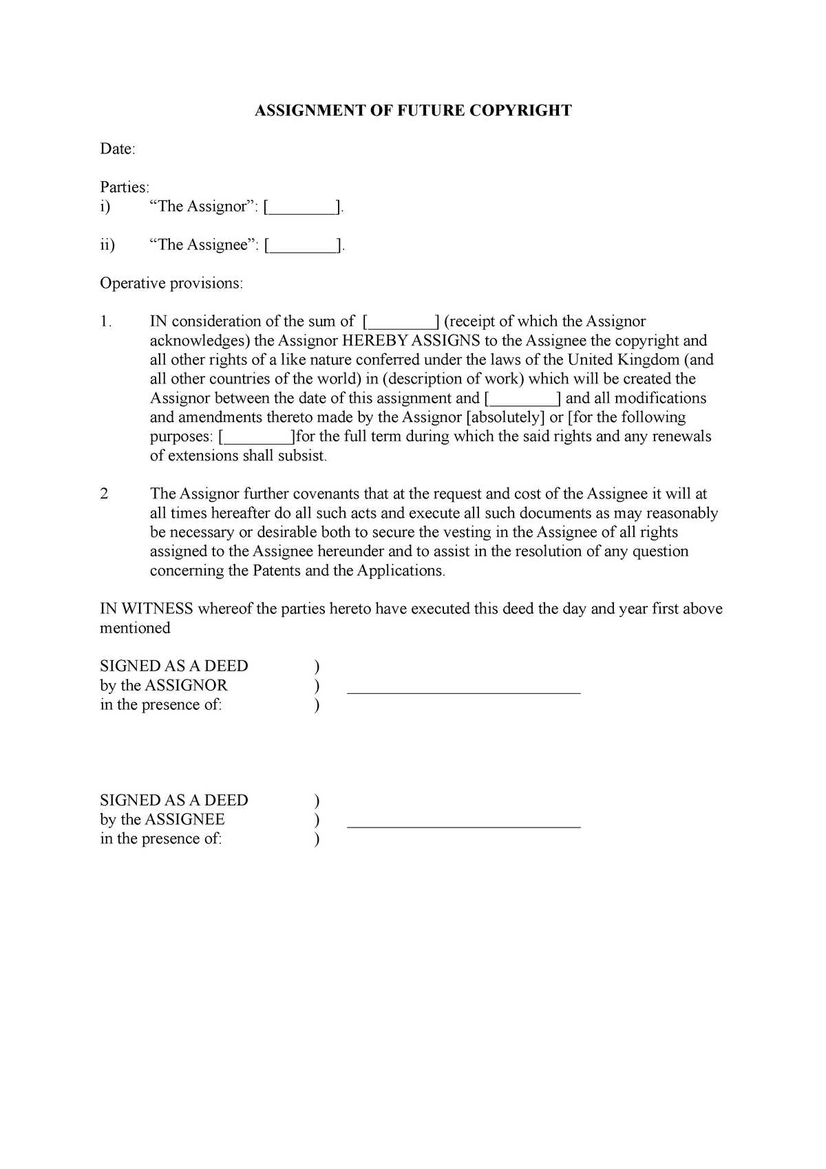 assignment of future rights uk