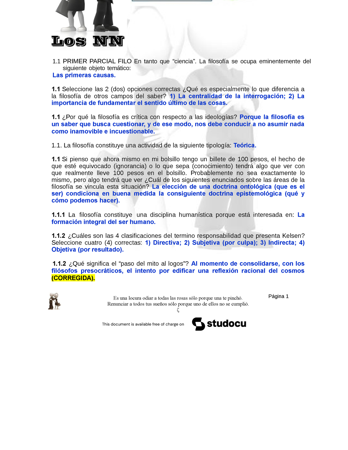 Primer Parcial FILO 2 - 1 PRIMER PARCIAL FILO En Tanto Que “ciencia ...