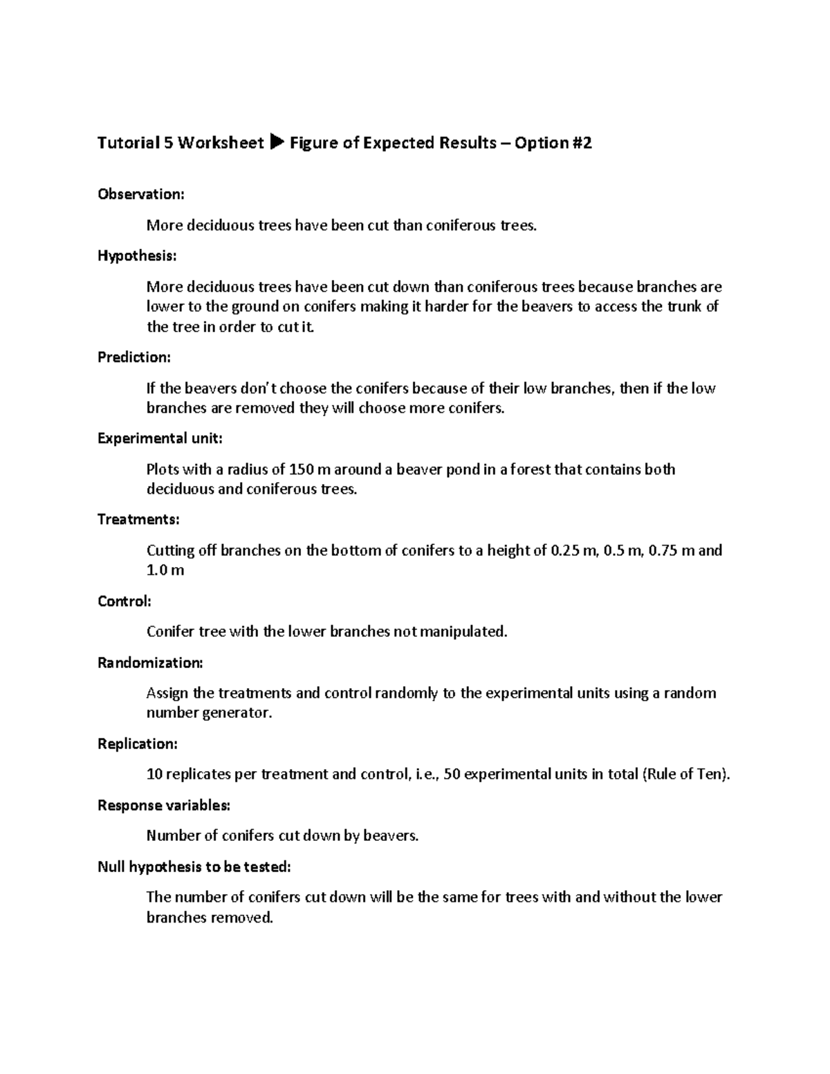 Tutorial 5 Worksheet Option 2 - Tutorial 5 Worksheet Figure of Expected ...