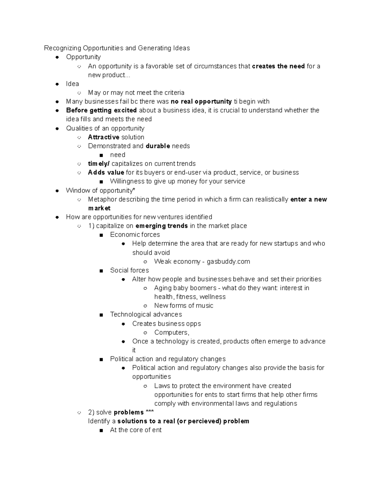 CH 2 - Recognizing Opportunities and Generating Ideas - Recognizing ...
