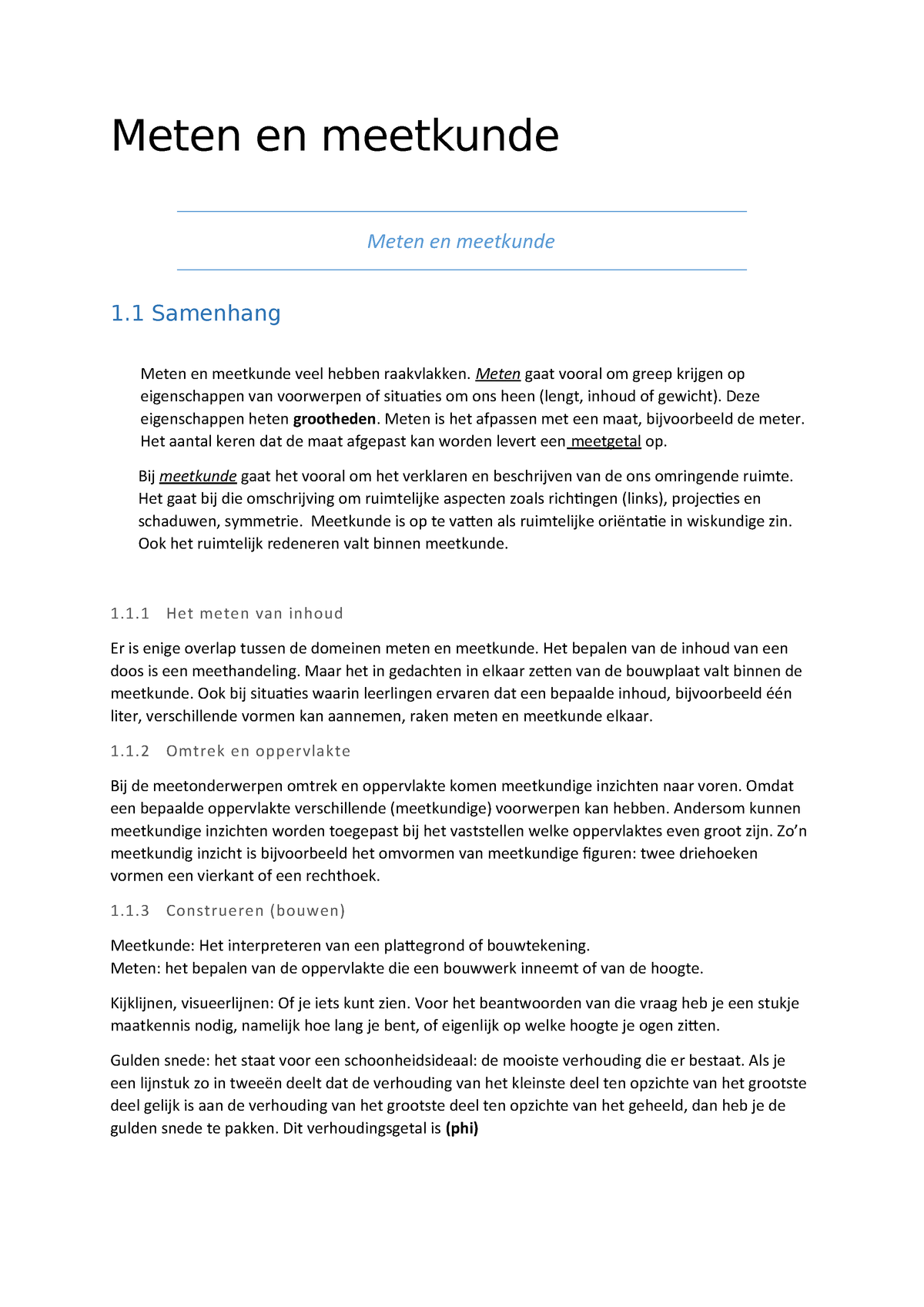 Verbazingwekkend Samenvatting meten en meetkunde - 13141.5V - HAN - StudeerSnel RV-64