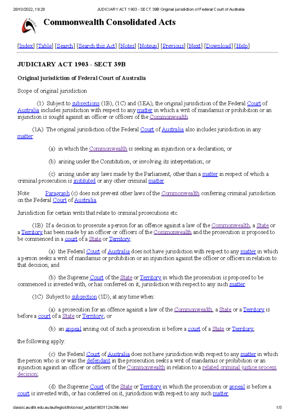 Judiciary ACT 1903 - SECT 39B Original Jurisdiction Of Federal Court Of ...