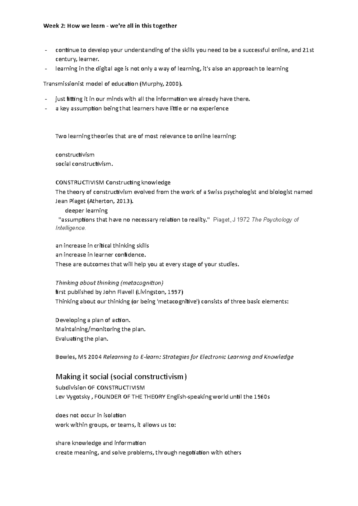 WEEK 2 Lecture notes WEEK 2 Learning and Communicating Online