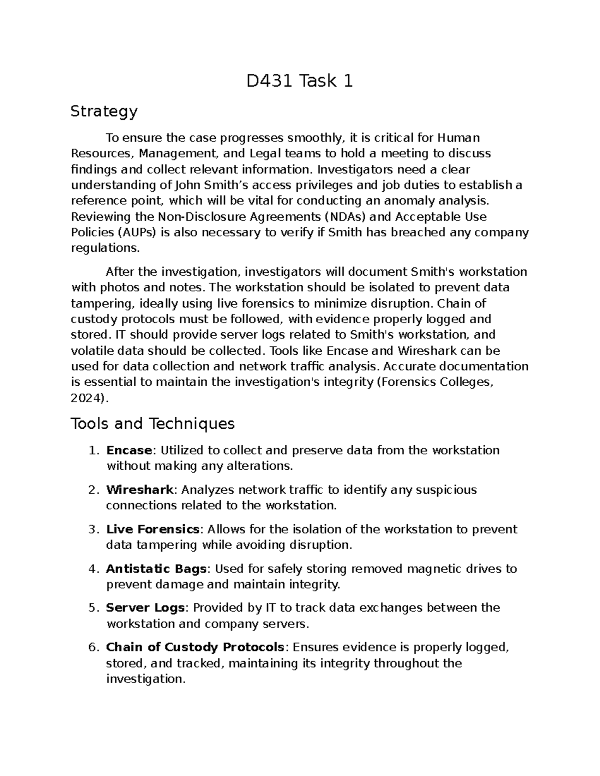 D431 Task 1 - Task 1 passed 1st attempt - D431 Task 1 Strategy To ...