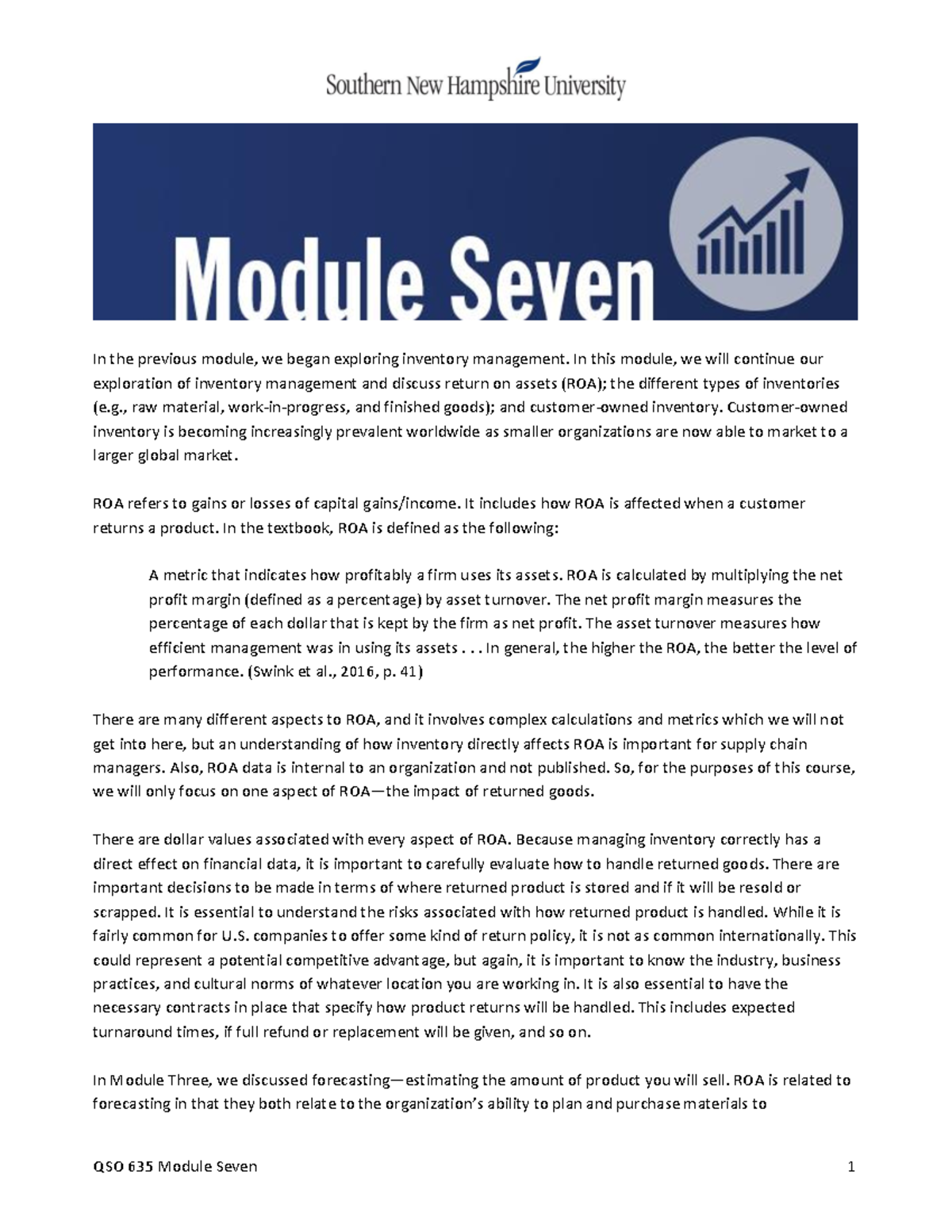 Qso635 M7 Overview - Lecture Notes Module 7 - In The Previous Module ...