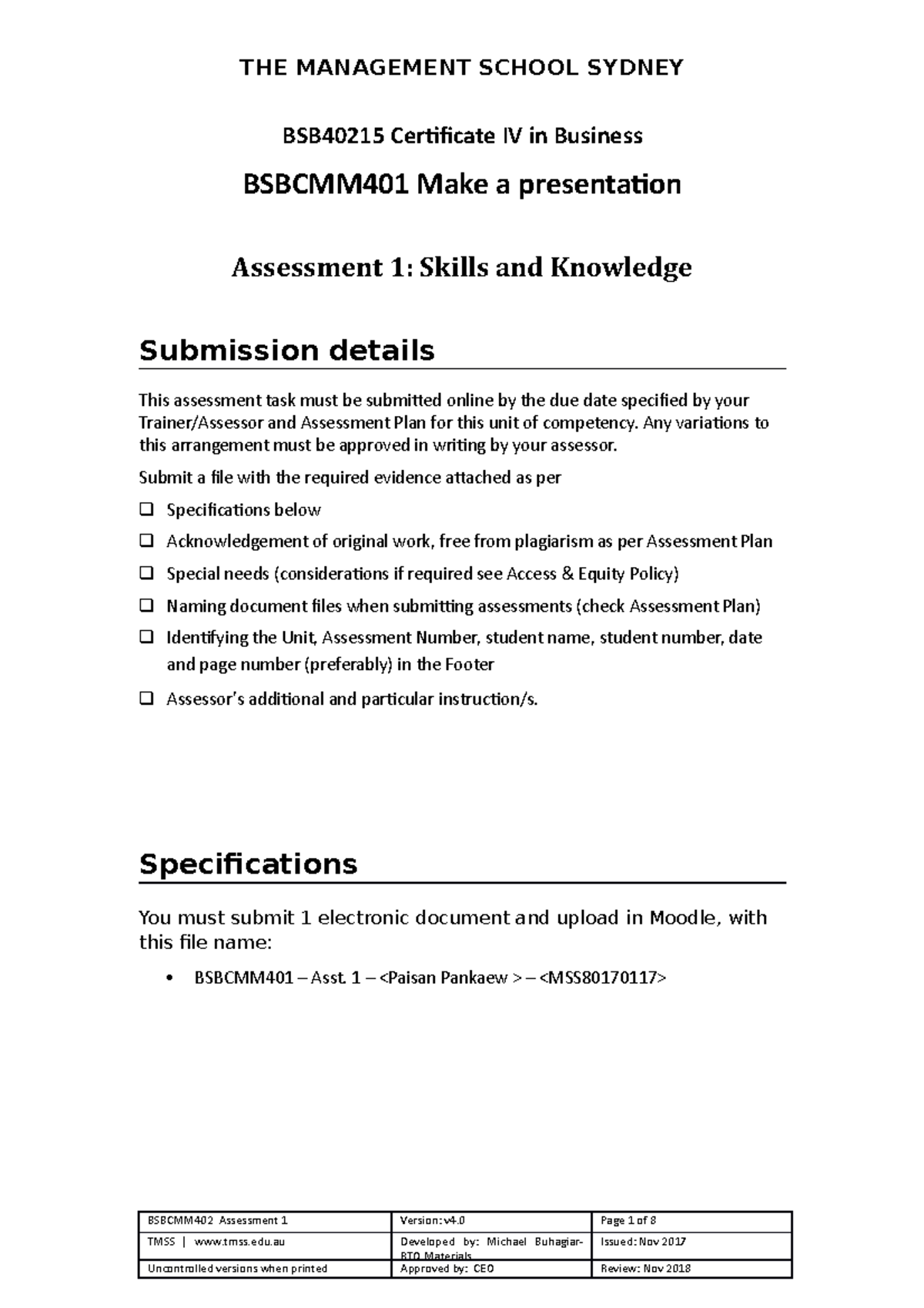 bsbcmm401 make a presentation assessment answers