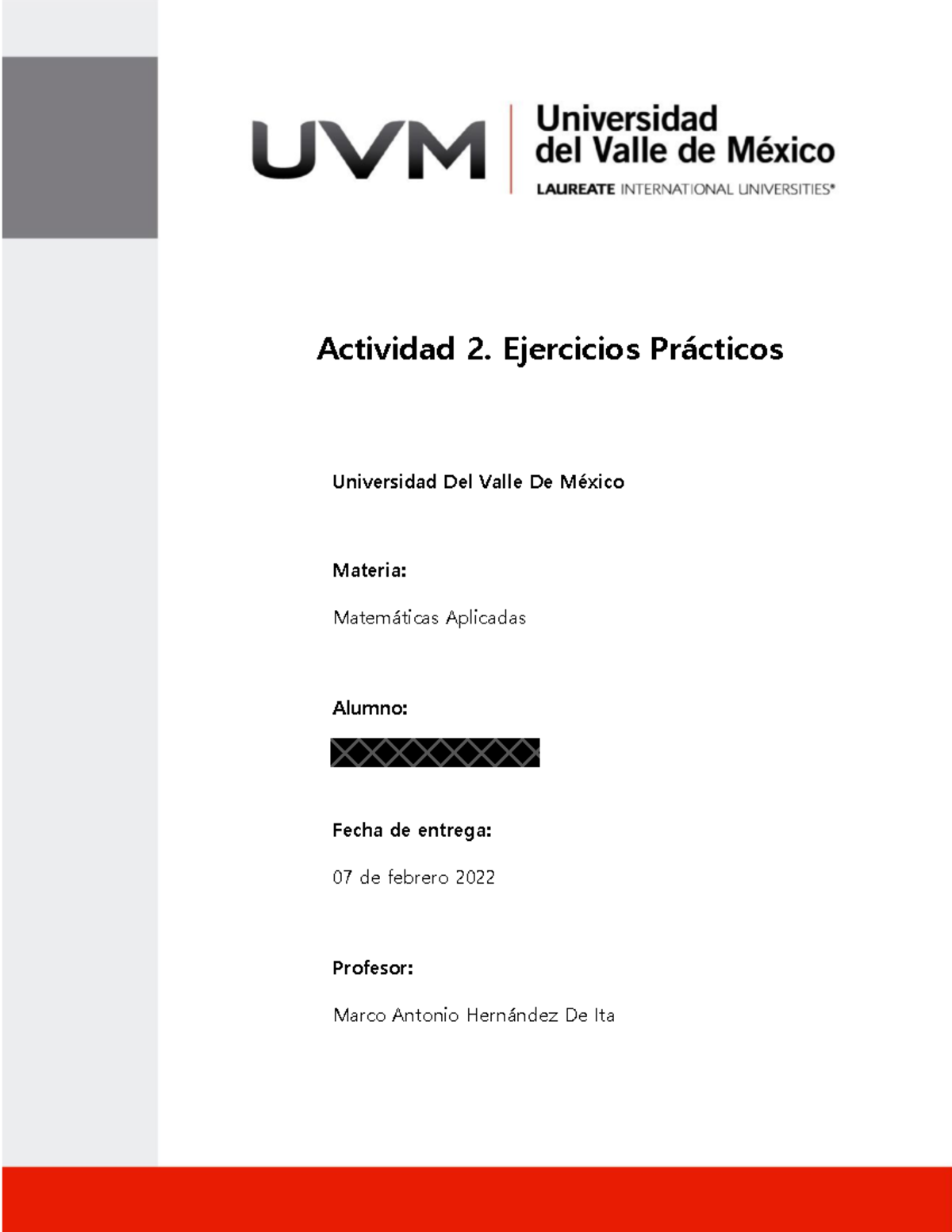 Actividad 2 - Ejercicios Prácticos - Matemáticas Aplicadas - Actividad ...