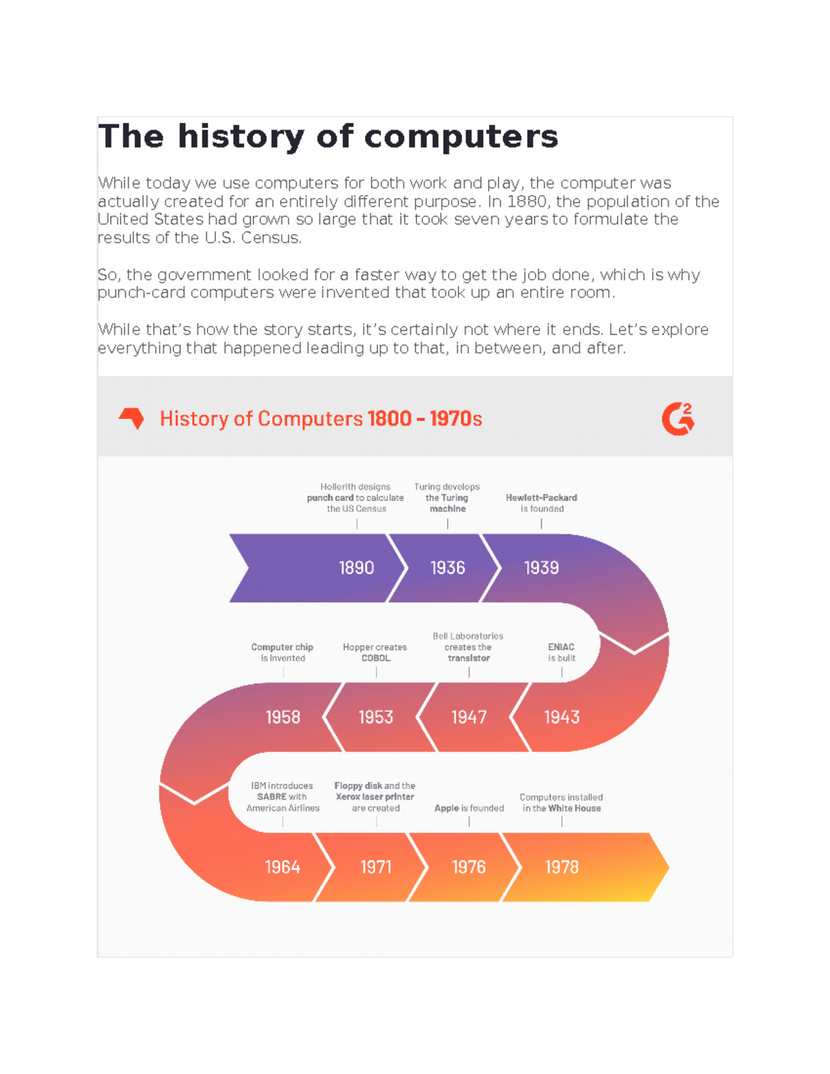 LP1 - LP1 - The history of computers While today we use computers for ...