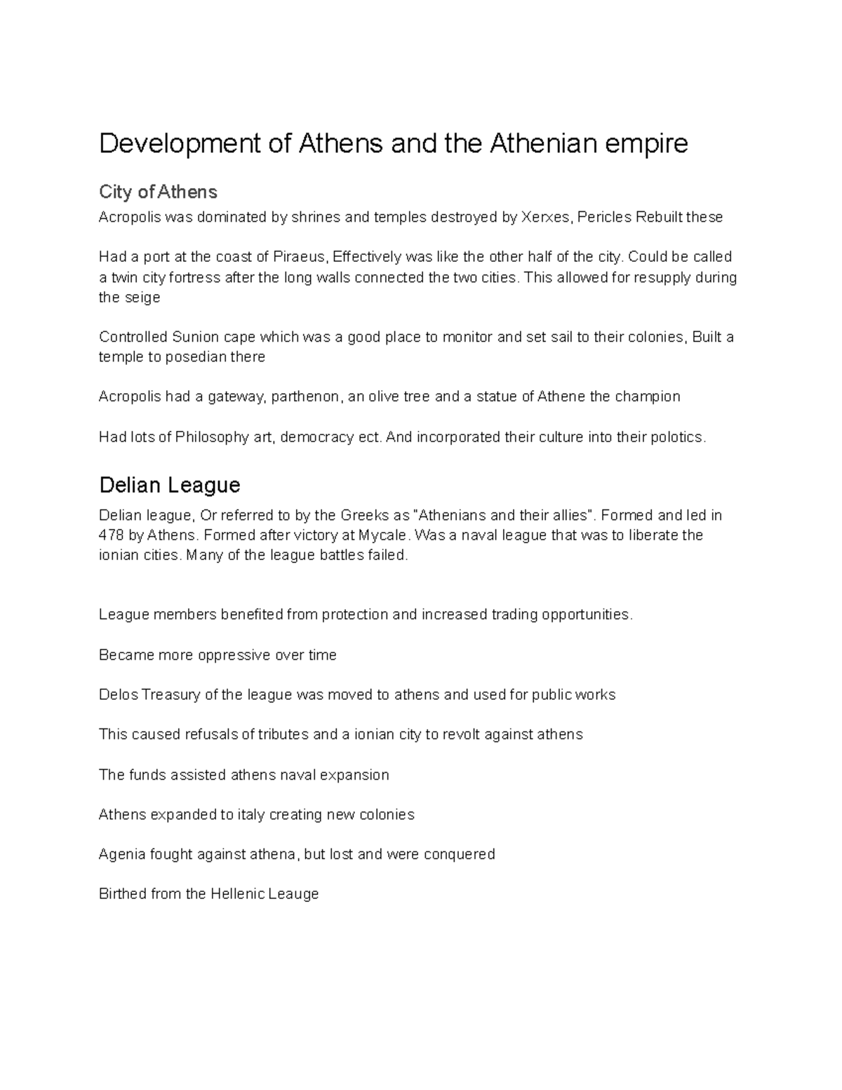 Development of Athens and the Athenian empire - Could be called a twin ...