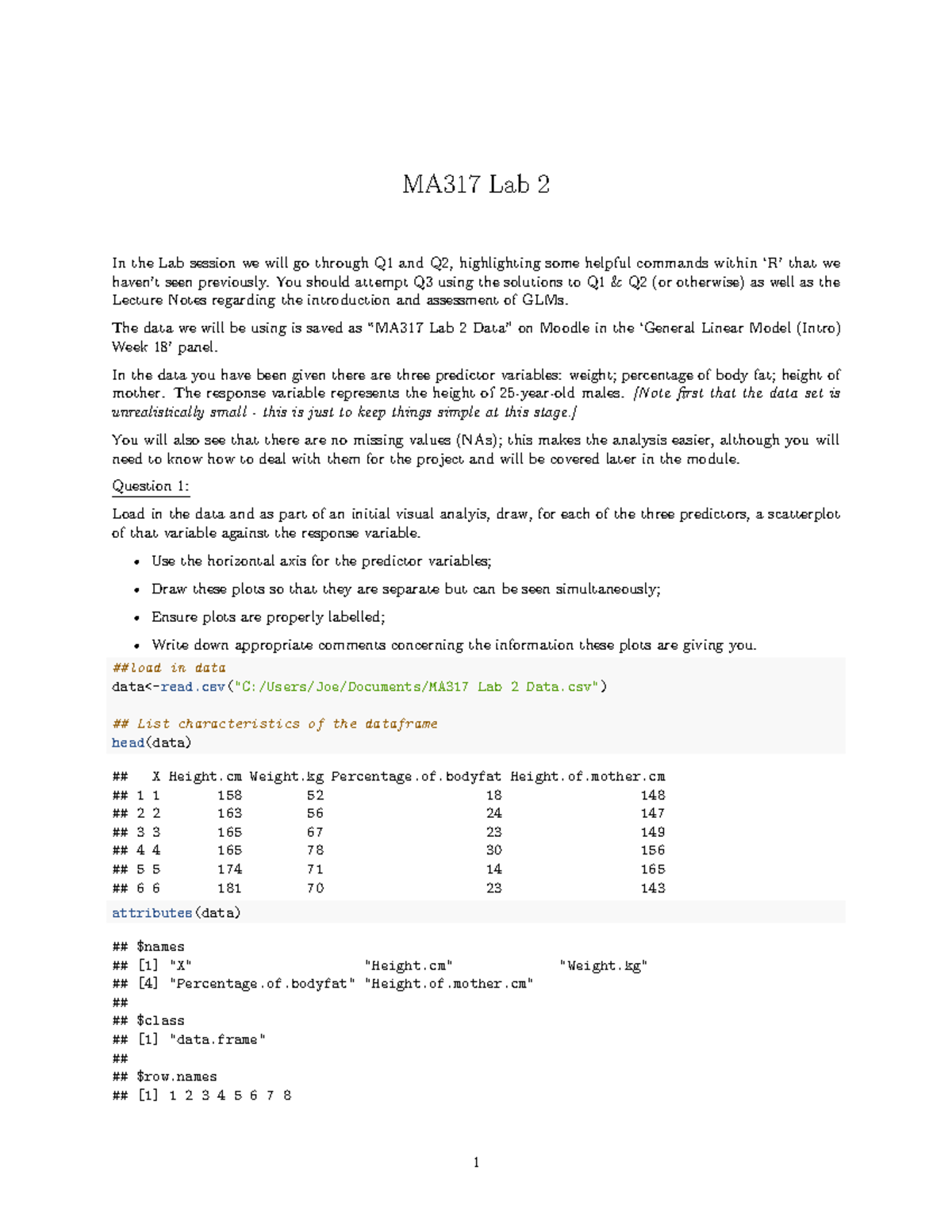 MA317-Lab-2 split - lab 2 half - MA317 Lab 2 In the Lab session we will ...