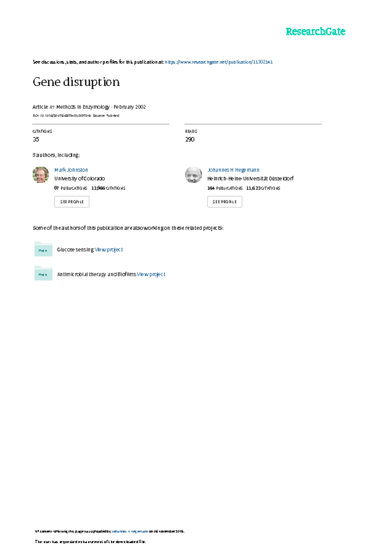 Gene disruption Method - See discussions, stats, and author profiles ...