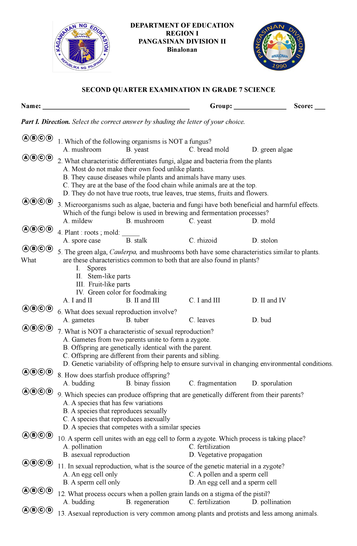 446485238 2nd Second Quarter EXAM IN Grade 7 Science docx - DEPARTMENT ...