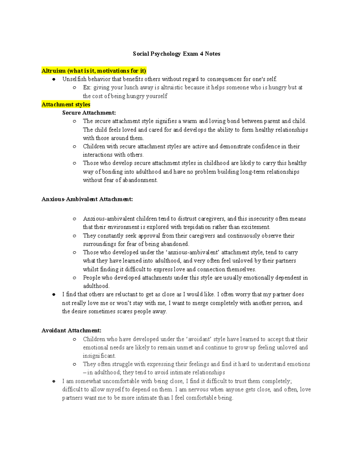 Exam 4 Notes - PSYCH360 - UMass Amherst - Studocu