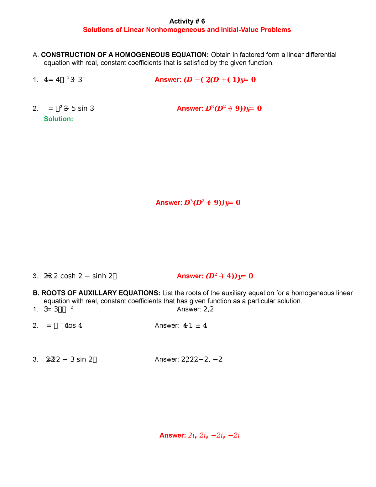 Module 6- Solutions Of Linear Nonhomogeneous And Initial-Value Problems ...