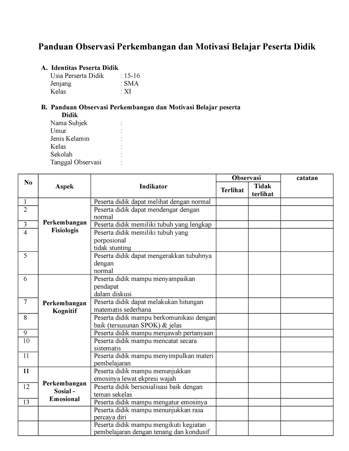 Topik 2 Panduan Observasi Perkembangan Dan Motivasi Belajar (2 ...